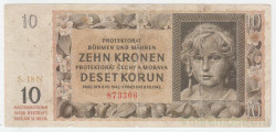 Банкнота. Протекторат Богемия и Моравия. 10 крон 1942 год. Тип 8.