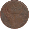 Монета. Мадагаскар. 10 франков 1996 год. рев.