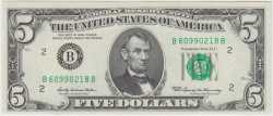 Банкнота. США. 5 долларов 1969 год. B. Тип 450а.