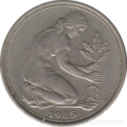 Монета. ФРГ. 50 пфеннигов 1985 год. Монетный двор - Гамбург (J).
