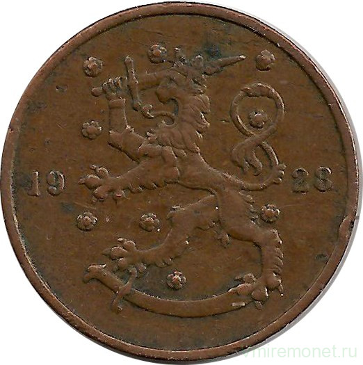 Монета. Финляндия. 10 пенни 1928 год.    