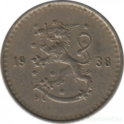 Монета. Финляндия. 25 пенни 1938 год.
