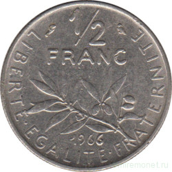Монета. Франция. 1/2 франка 1966 год.