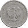 Аверс. Монета. Польша. 20 грошей 1957 год.