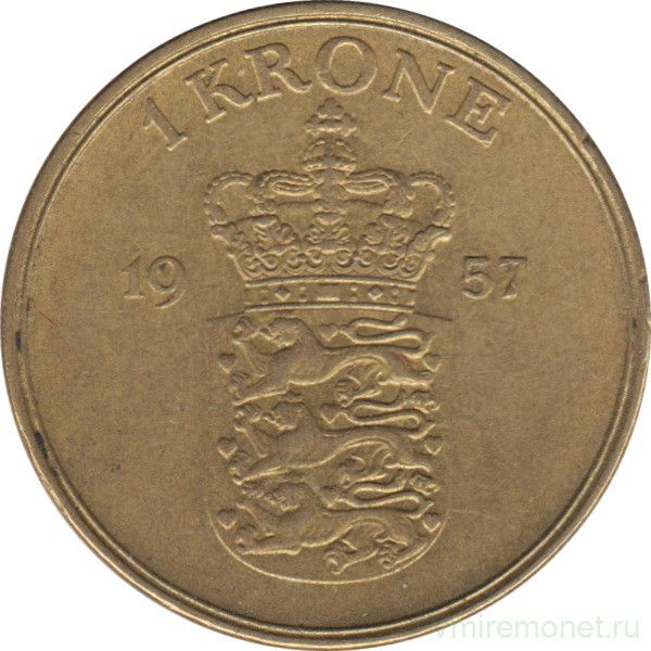 Монета. Дания. 1 крона 1957 год.