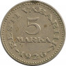 Монета. Эстония. 5 марок 1926 год. ав
