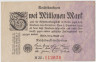 Банкнота. Германия. Веймарская республика. 2 миллионов марок 1923 год. Водяной знак - листья дуба. Серийный номер - буква , две цифры (чёрные) , тире , 6 цифр (крупные,красные). ав.