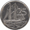 Монета. Каймановы острова. 25 центов 1996 год. рев.