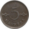 Реверс. Монета. Финляндия. 5 марок 1953 год. Железо.