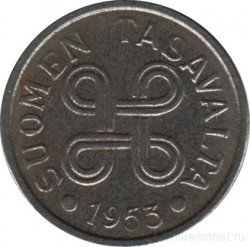 Монета. Финляндия. 5 марок 1953 год. Железо.