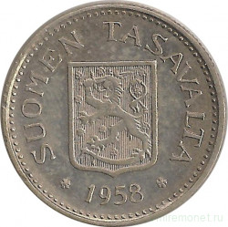 Монета. Финляндия. 100 марок 1958 год.