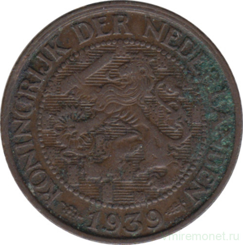 Монета. Нидерланды. 1 цент 1939 год.