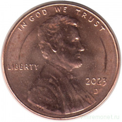 Монета. США. 1 цент 2023 год. Монетный двор D.
