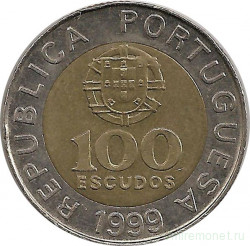 Монета. Португалия. 100 эскудо 1999 год.