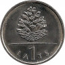 Аверс. Монета. Латвия. 1 лат 2006 год. Шишка.