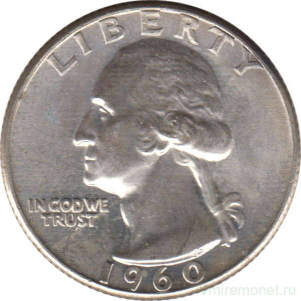 Монета. США. 25 центов 1960 год.