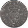 Аверс. Монета. Швеция. 2 кроны 1971 год.