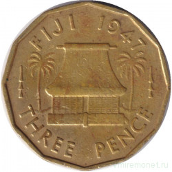 Монета. Фиджи. 3 пенса 1947 год.