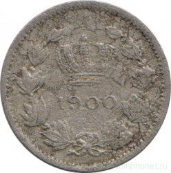 Монета. Румыния. 5 бань 1900 год.