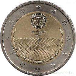 Монета. Португалия. 2 евро 2008 год. 60 лет декларации прав человека.