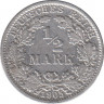 Монета. Германия. Германская империя. 1/2 марки 1905 год. Монетный двор - Штутгарт (F). ав.