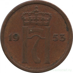 Монета. Норвегия. 1 эре 1953 год. 