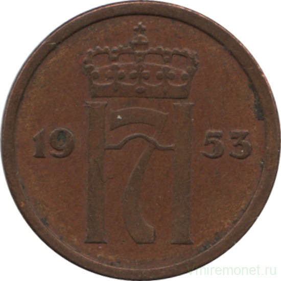 Монета. Норвегия. 1 эре 1953 год. 