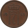  Монета. Норвегия. 1 эре 1953 год. ав.