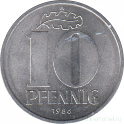 Монета. ГДР. 10 пфеннигов 1986 год.