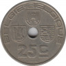 Монета. Бельгия. 25 сантимов 1938 год. BELGIE-BELGIQUE. рев.