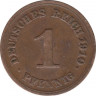 Монета. Германия (Германская империя 1871-1922). 1 пфенниг 1910 год. (F). ав.
