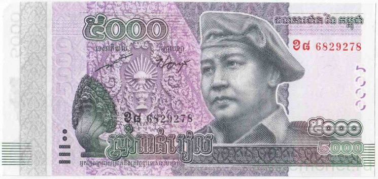 Банкнота. Камбоджа. 5000 риелей 2015 год. Тип 68.