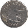 Монета. Бермудские острова. 5 центов 2001 год. ав.