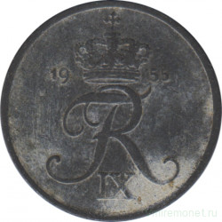 Монета. Дания. 2 эре 1955 год.