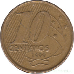 Монета. Бразилия. 10 сентаво 1999 год.