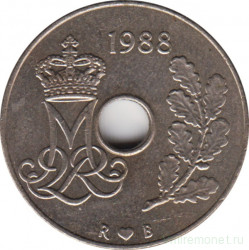 Монета. Дания. 25 эре 1988 год.