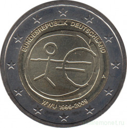 Монета. Германия. 2 евро 2009 год. 10 лет экономическому и валютному союзу. (A).