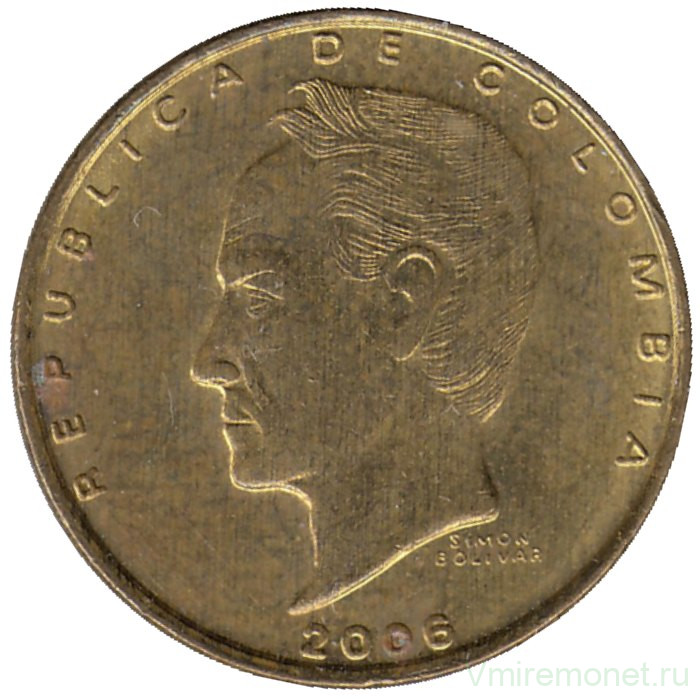 Монета. Колумбия. 20 песо 2006 год.