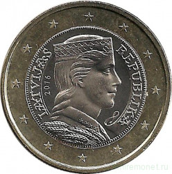 Монета. Латвия. 1 евро 2016 год.