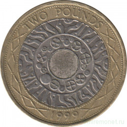 Монета. Великобритания. 2 фунта 1999 год.