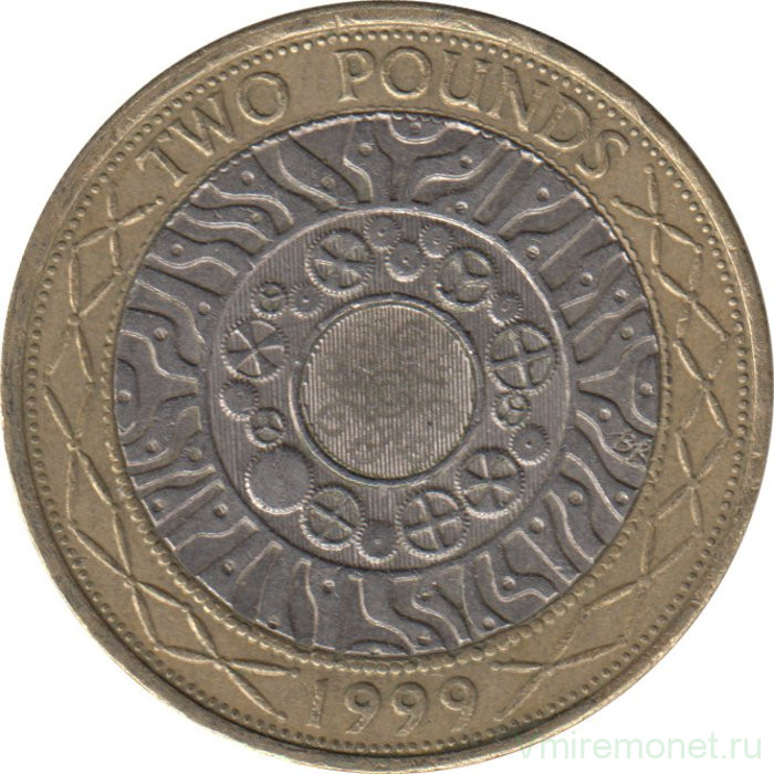 Монета. Великобритания. 2 фунта 1999 год.