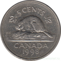 Монета. Канада. 5 центов 1998 год.
