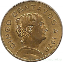 Монета. Мексика. 5 сентаво 1970 год.