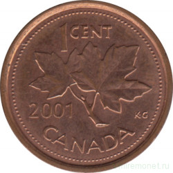 Монета. Канада. 1 цент 2001 год.