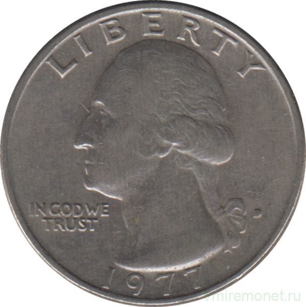 Монета. США. 25 центов 1977 год. Монетный двор D.
