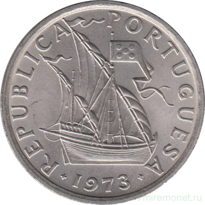 Монета. Португалия. 10 эскудо 1973 год.