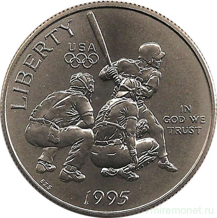 Монета. США. 50 центов 1995 год (S). XXVI летние олимпийские игры Атланта 1996. Бейсбол.