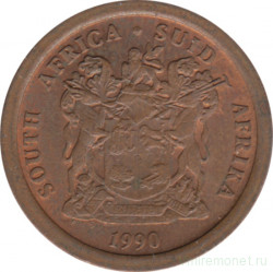 Монета. Южно-Африканская республика (ЮАР). 5 центов 1990 год.