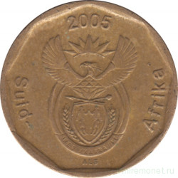 Монета. Южно-Африканская республика (ЮАР). 20 центов 2005 год.