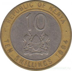 Монета. Кения. 10 шиллингов 1994 год.